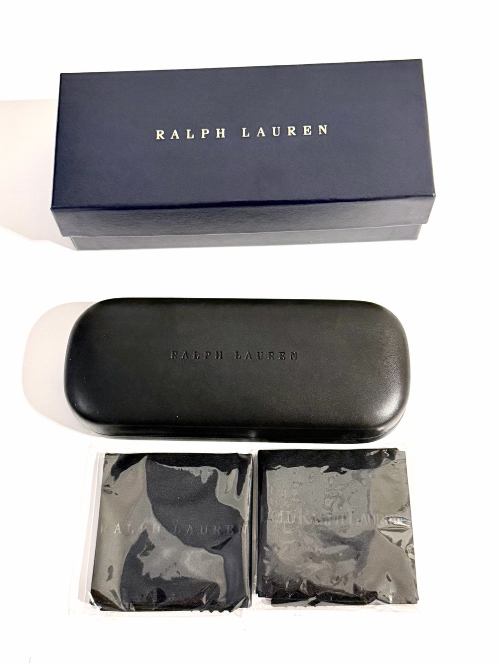Ralph Lauren Black Sunglasses Case with Branded Cleaning Cloths